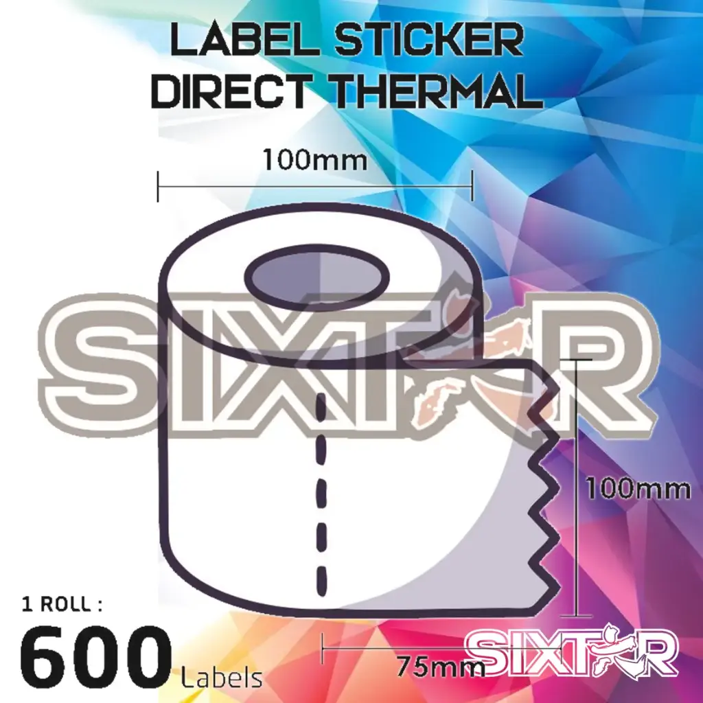 [LS100X75X600-1] Label Barcode Direct Thermal Sticker 100x75x600 1 Line Core 1.5 inch