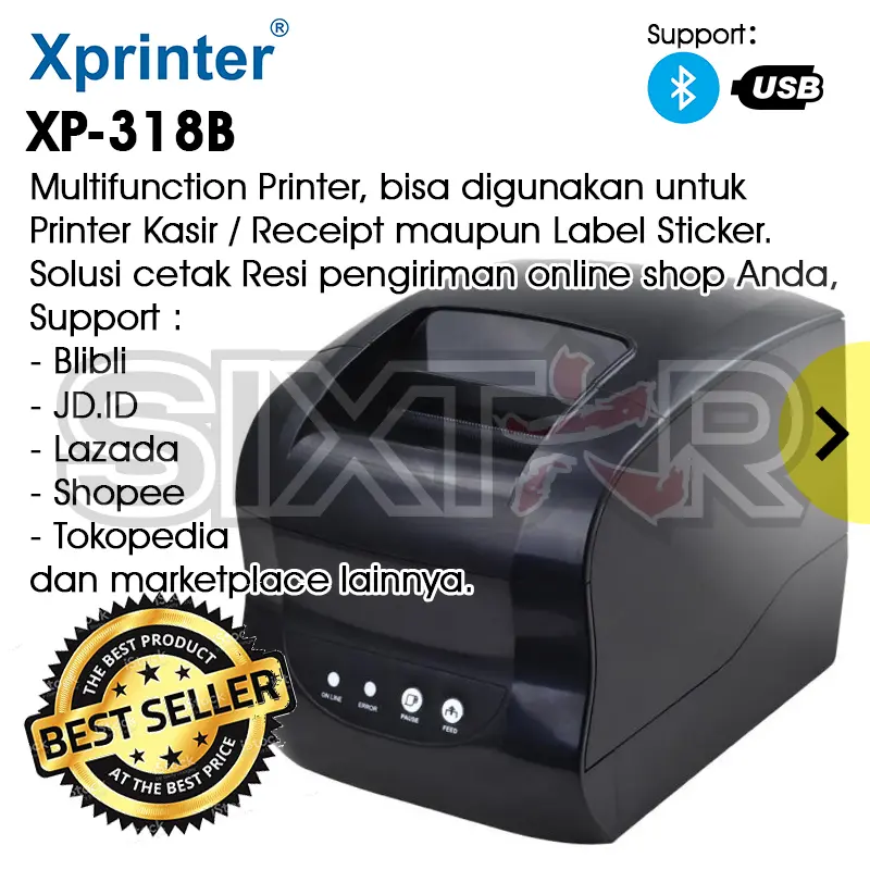 [XP-318B-BT-1] XPRINTER XP-318B XP-365B Printer Barcode Thermal Label / Receipt POS USB + Bluetooth [80mm]