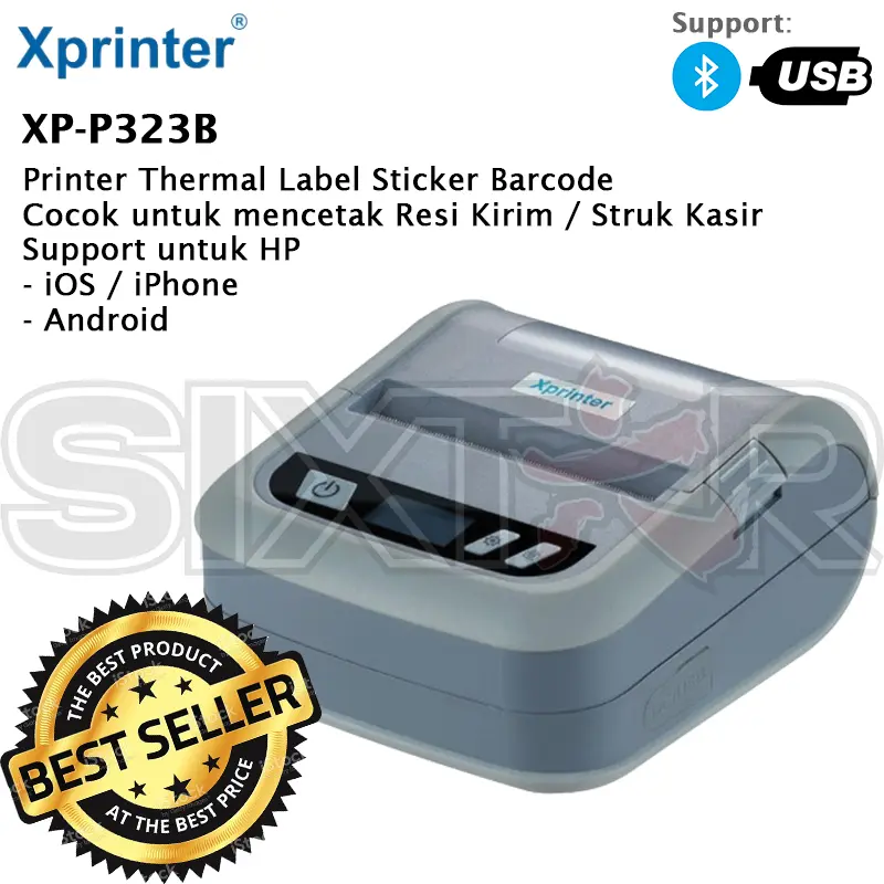 [XP-P323B-1] Xprinter XP-P323B Mobile Thermal Portable Dual Mode Receipt POS PPOB / Label Sticker Barcode Resi Printer Bluetooth 80mm